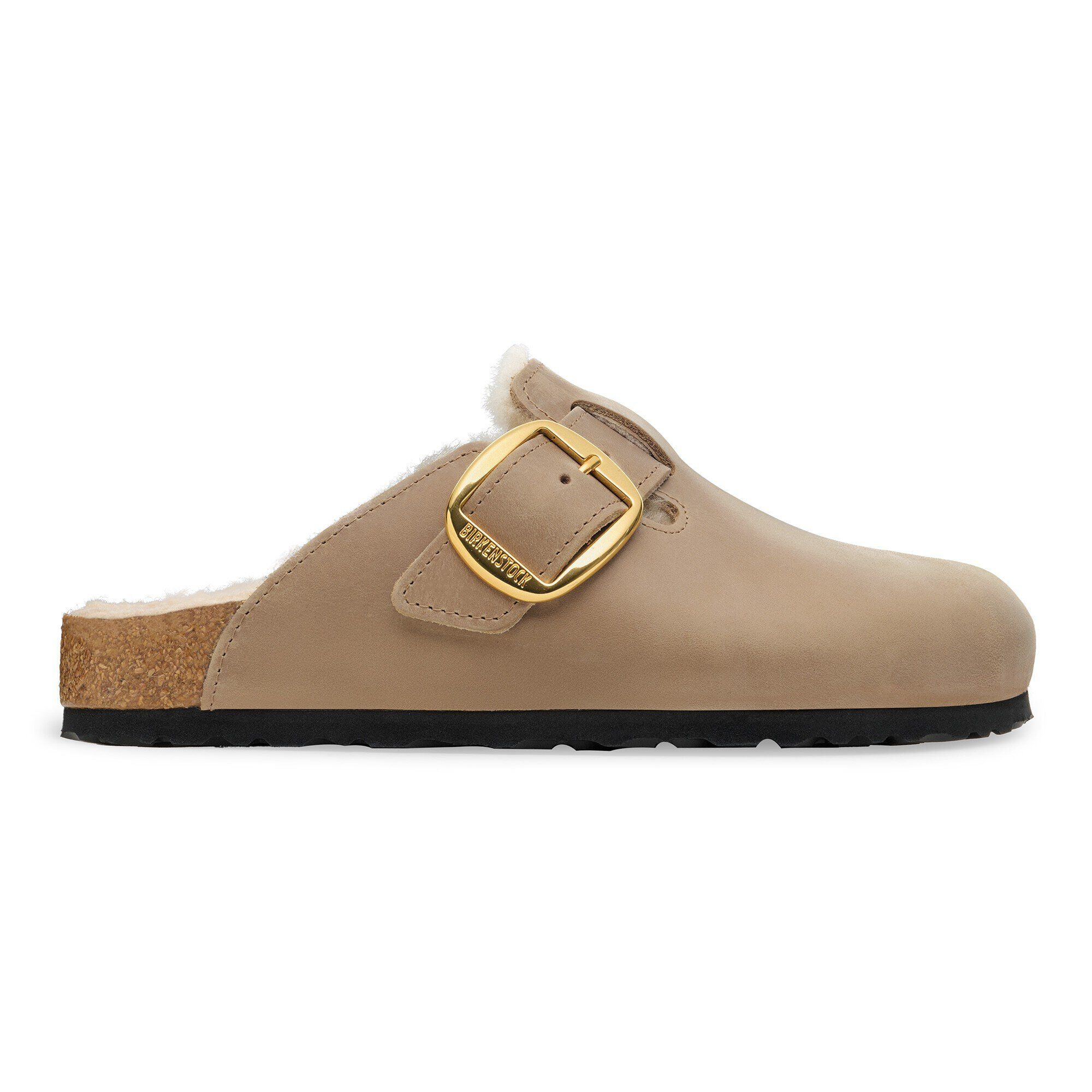 Boston Big Buckle Shearling Couro Natural Oleado