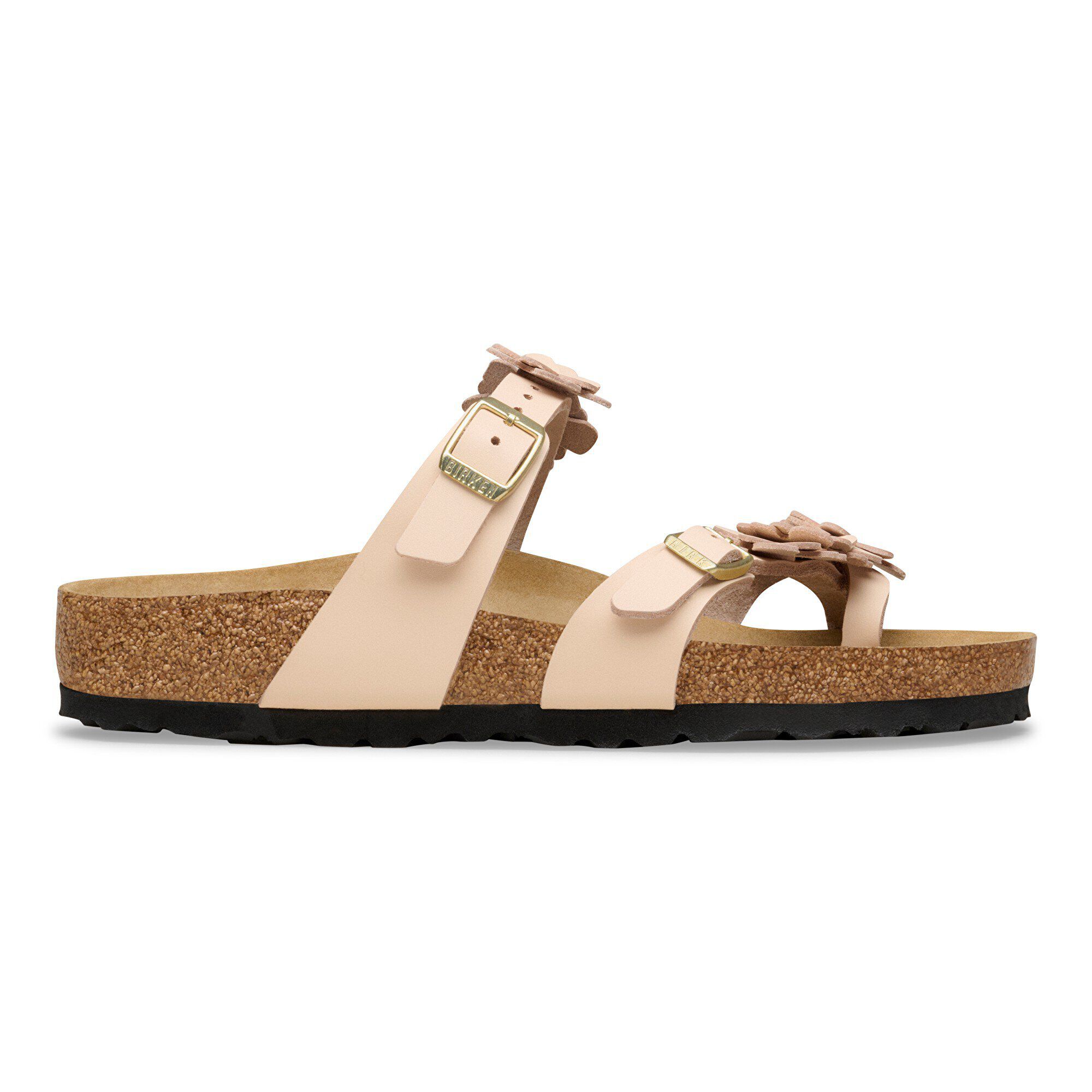 Sandalha Mayari com Decoração de Flor em Couro Natural