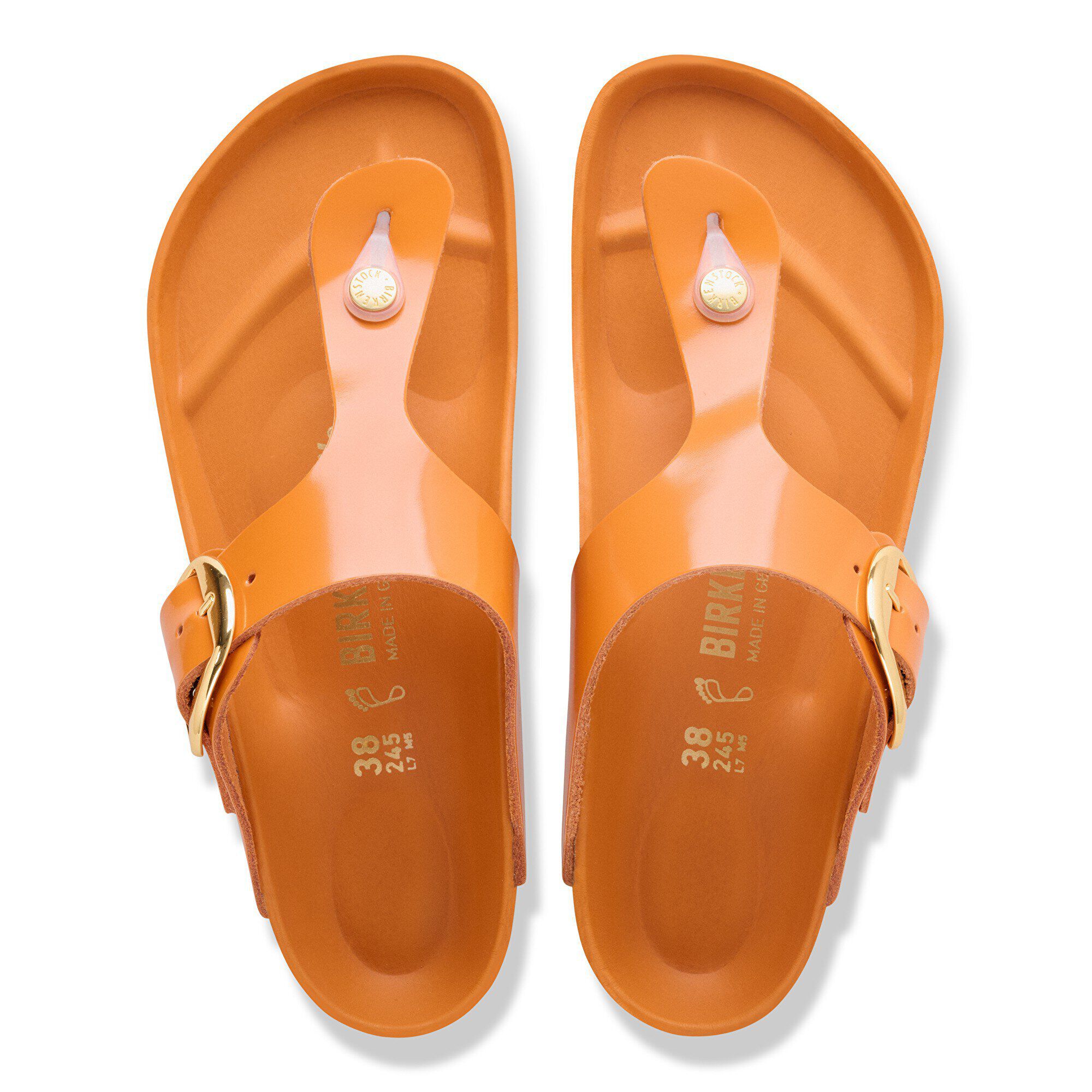 Birkenstock Gizeh Big Buckle Couro Natural com Brilho