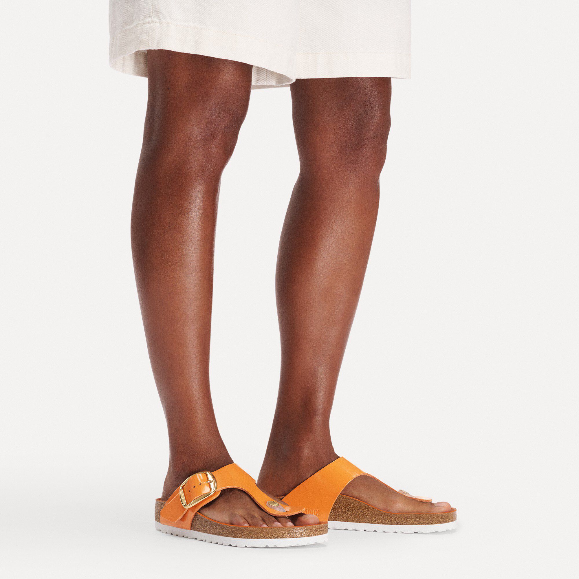 Birkenstock Gizeh Big Buckle Couro Natural com Brilho
